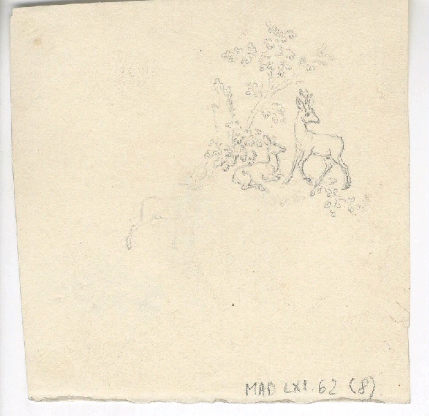 Scène de chasse ; Cerf ; Dessin d'orfèvrerie