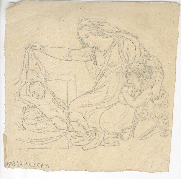 Vierge à l'Enfant avec saint Jean Baptiste ; Dessin d'orfèvrerie