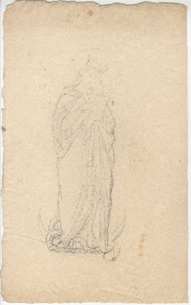 Vierge à l'Enfant debout sur croissant de lune ; Croquis ; Dessin d'orfèvrerie