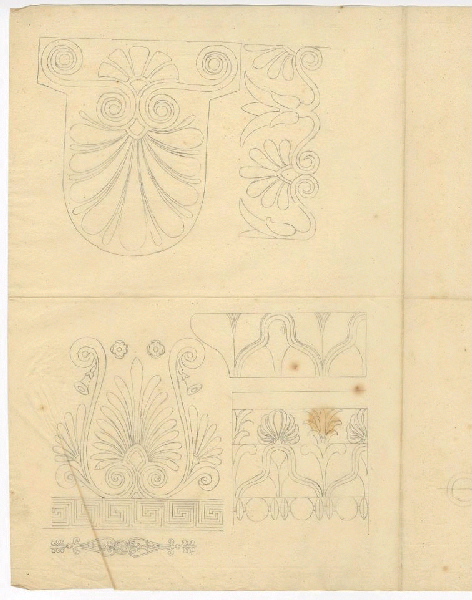 Etude ; Palmette ; Dessin d'orfèvrerie