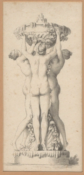 Fontaine ; Trois grâces ; Dessin d'orfèvrerie