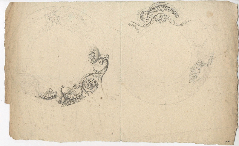 Plateau (Motifs décoratifs pour le plateau d'une coupe) ; Motif décoratif (Motifs décoratifs pour le plateau d'une coupe) ; Dessin d'orfèvrerie (Motifs décoratifs pour le plateau d'une coupe)