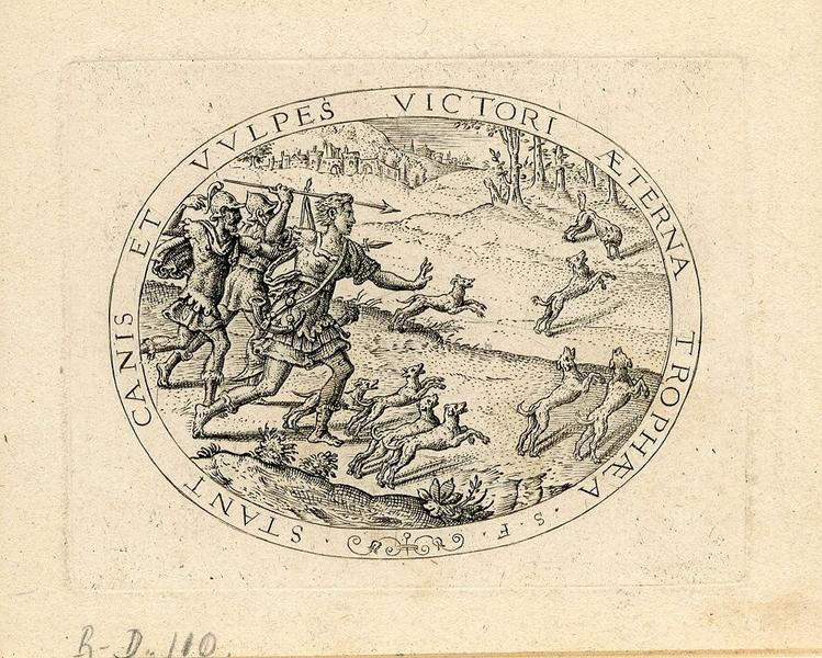 Suite de sujets mythologiques ; Céphale et Amphitryon chassent le renard de Thèbes