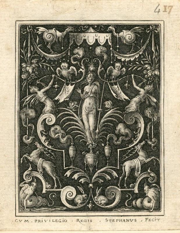 Suite des grotesques à fond noir, dieux et déesses : Bellone