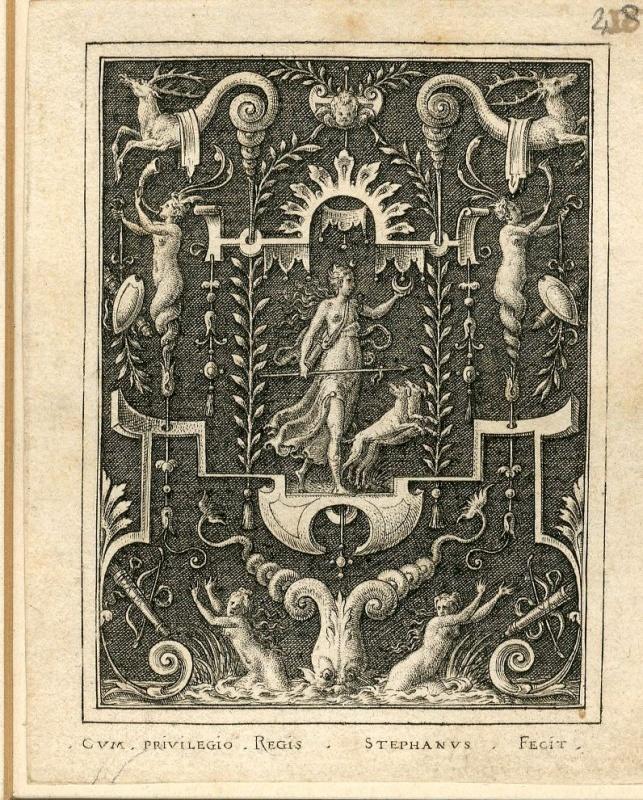 Suite des grotesques à fond noir, dieux et déesses : Diane