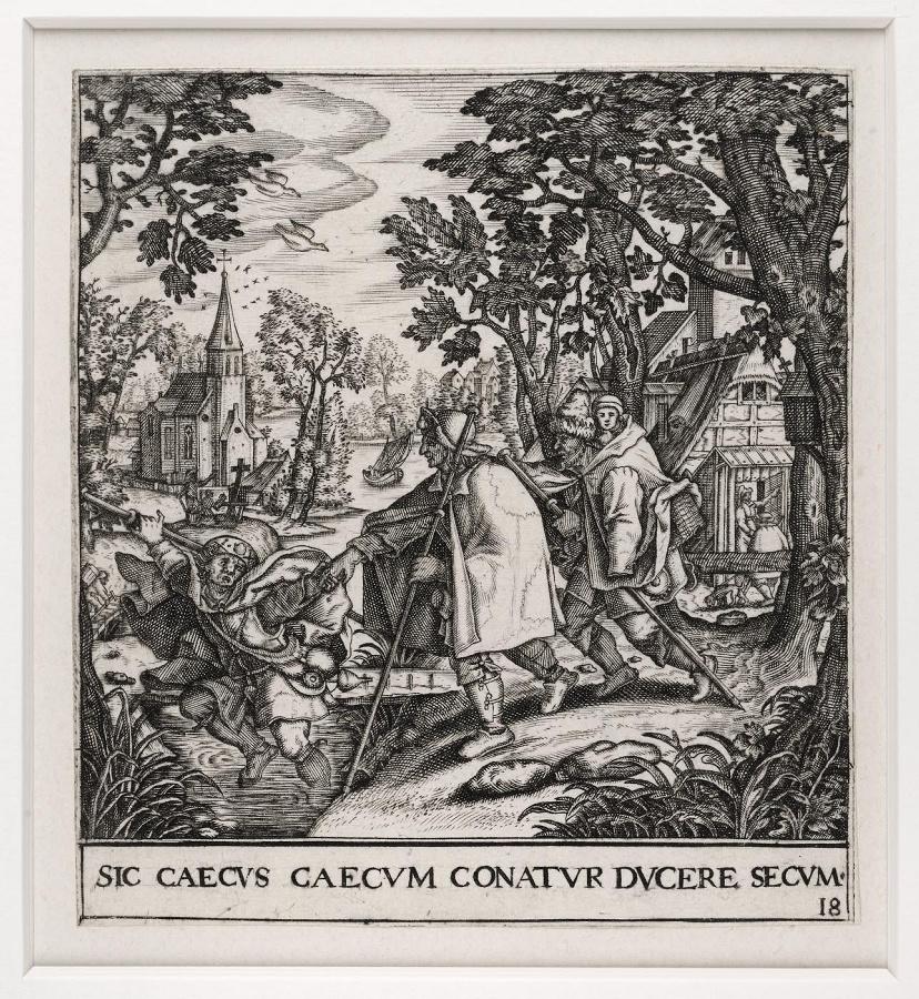 Emblemata saecularia (planche 18) ; SIC CAECUS CAECUM CONATUR DUCERE SECUM