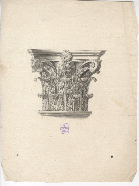 Etude de chapiteau ; Dessin d'orfèvrerie