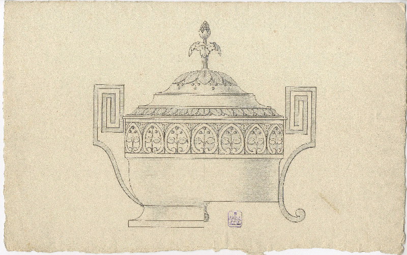 Ecuelle à bouillon ; Dessin d'orfèvrerie