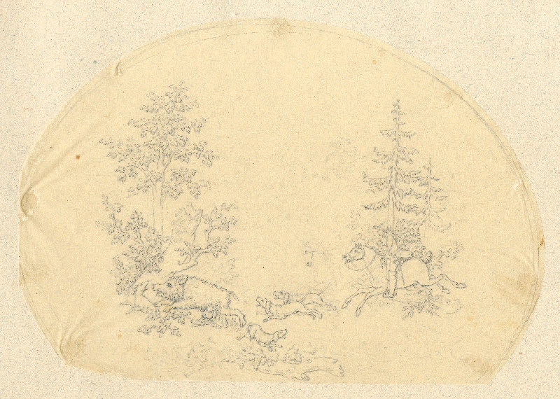 Scène de chasse ; Dessin d'orfèvrerie ; Album de dessins d'orfèvrerie