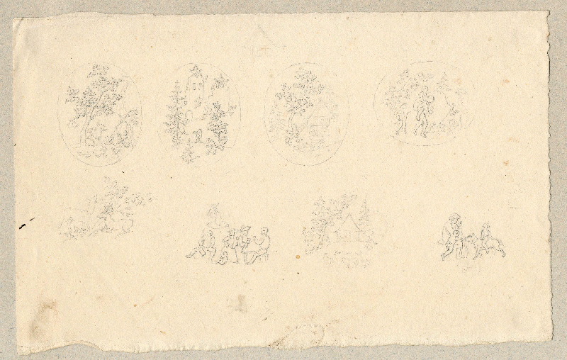 Ruines ; Scène de chasse ; Personnages ; Dessin d'orfèvrerie ; Album de dessins d'orfèvrerie