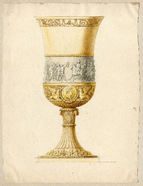 Coupe à décor napoléonien ; Dessin d'orfèvrerie