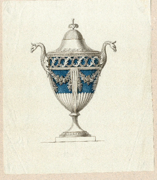Vase ; Dessin d'orfèvrerie