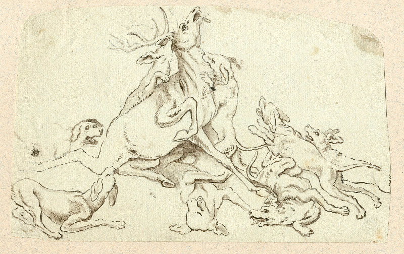 Scène de chasse ; Dessin d'orfèvrerie
