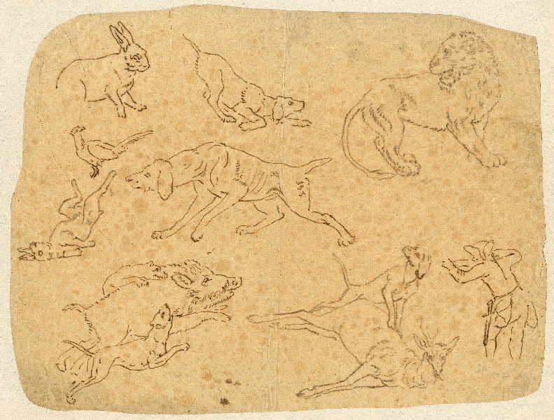 Scène de chasse ; Dessin d'orfèvrerie