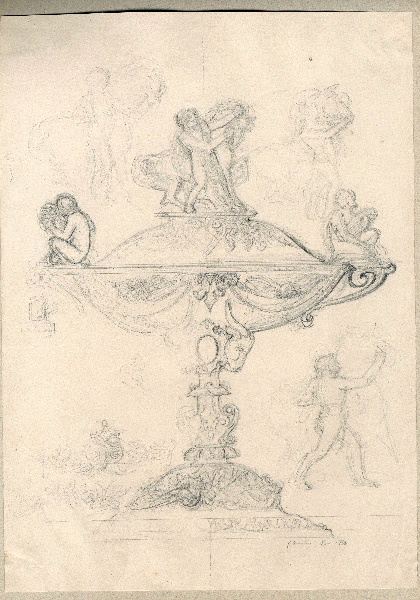 Projet de coupe couverte ; Esquisse ; Dessin d'orfèvrerie