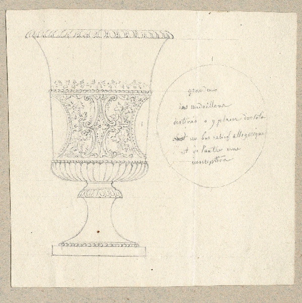 Vase ; Dessin d'orfèvrerie