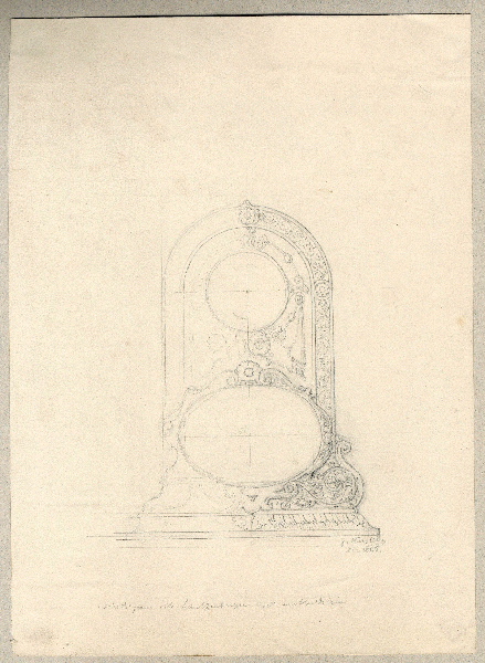 Pendule borne ; Esquisse ; Dessin d'orfèvrerie