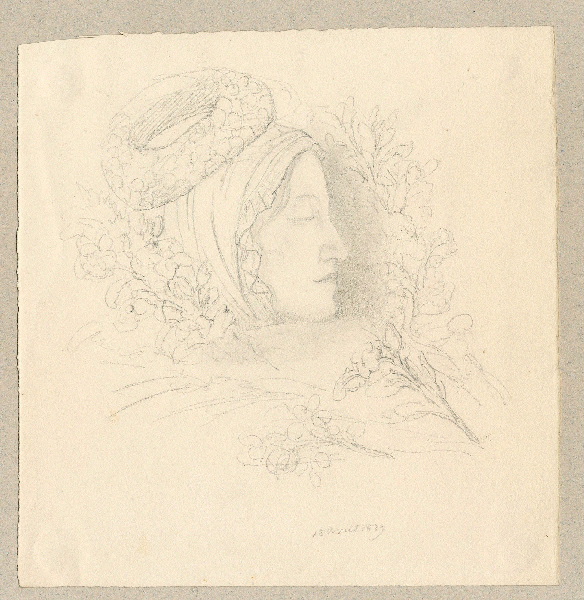Portrait mortuaire ; Femme ; Dessin d'orfèvrerie