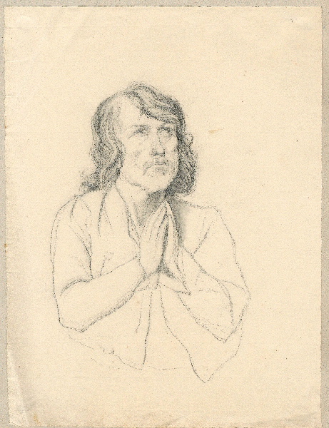 Homme en prière ; Dessin d'orfèvrerie