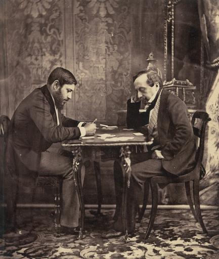 Onésipe Aguado jouant aux cartes avec un ami