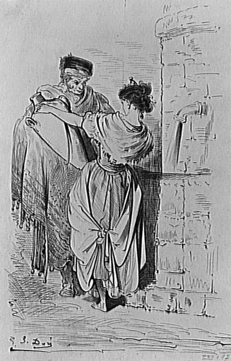 Homme et femme du peuple à la fontaine