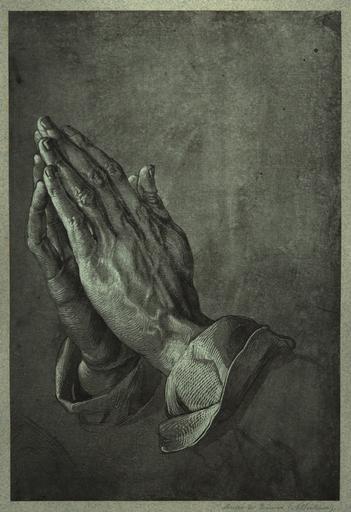 Reproduction d'un dessin de Dürer 'Mains en prière' vers 1508