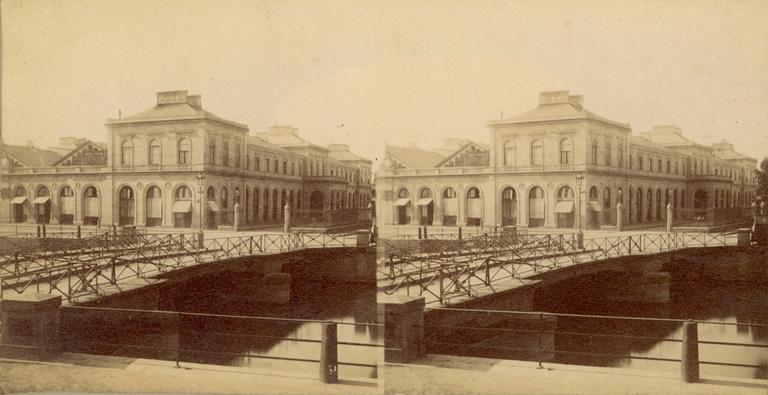 Carte stéréoscopique, ancienne gare de Strasbourg