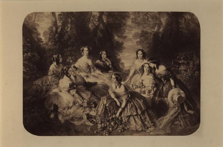 L'Impératrice Eugénie et ses Dames d'honneur, reproduction d'un tableau de Winterhalter.