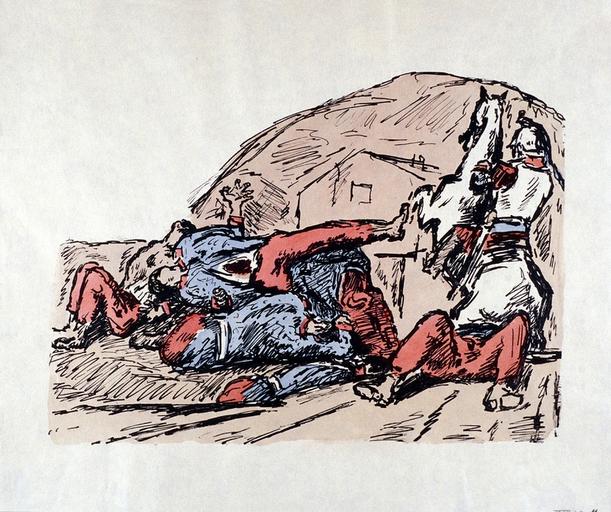 Bäumendes Pferd vor Leichenberg
