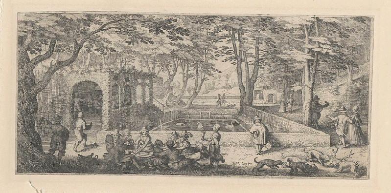 scène champêtre ; petit déjeuner au bord de l'étang