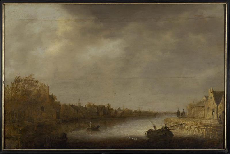 Vue d'Utrecht ; Paysage hollandais avec rivière