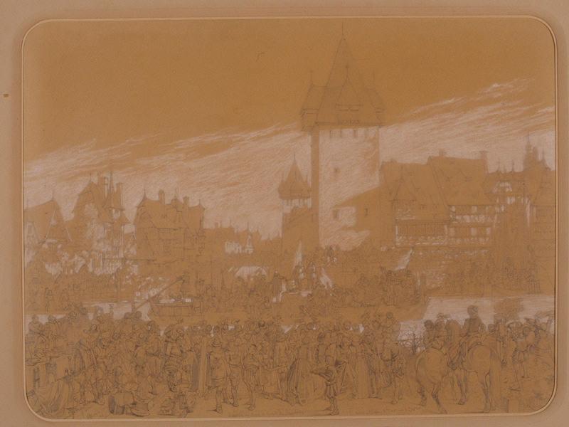 Arrivée des Zurichois à Strasbourg en 1576 ; Esquisse