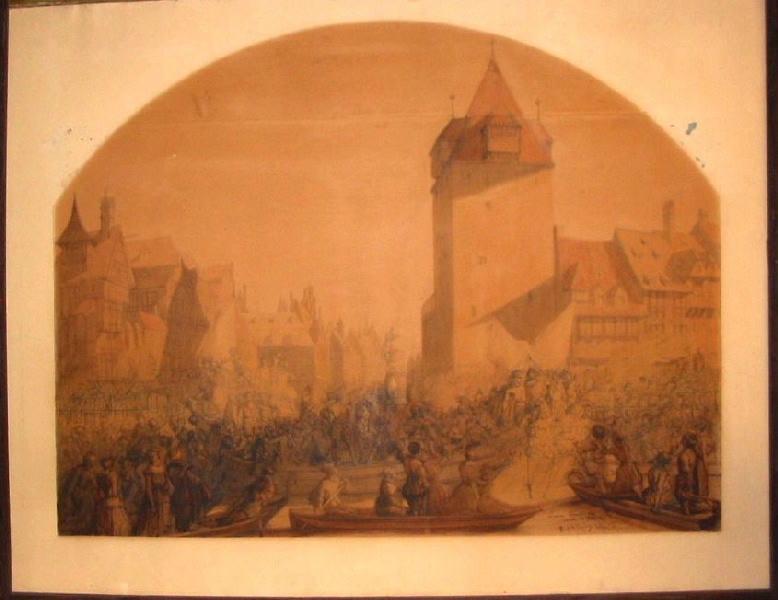 Arrivée des Zurichois à Strasbourg en 1576 ; Esquisse