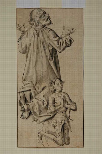 Double feuille avec des études de draperies