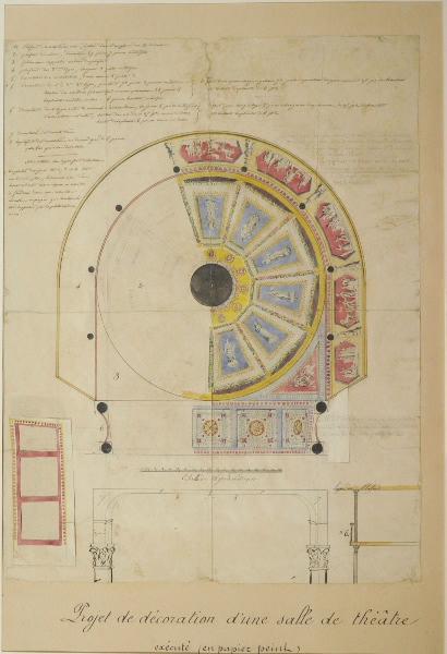 Projet de décoration d'une salle de théâtre, exécuté en papier peint (Titre inscrit)