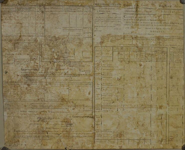 Extrait d'un registre du receveur de la Régie du département de Preuilly (Titre factice )