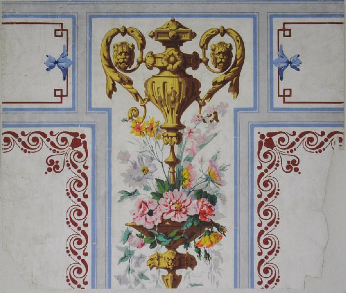 Décor Louis XVI. Camayeux et fleurs. (Titre original du décor sur la lithographie de présentation)