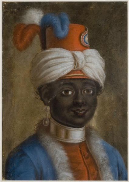 Portrait d'un négrillon en uniforme militaire tricolore (titre factice)