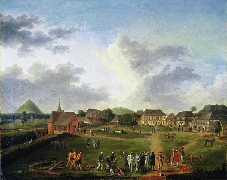 Le Marquis de Turgot, gouverneur de Cayenne reçoit les présents des Indiens