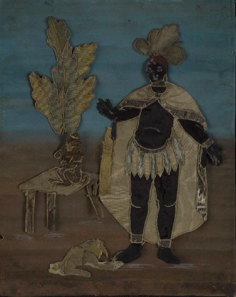 Chef noir avec singe et chiens