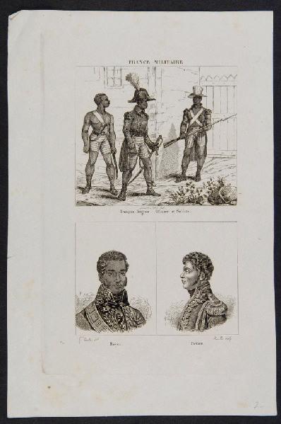 Troupe Nègres (Officier et Soldats), portraits de Boyer et de Pétion