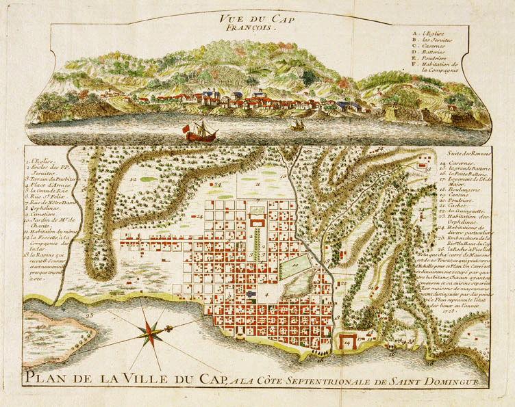 Vue du Cap François, Plan de la Ville du Cap, à la côte septentrionale de Saint Domingue