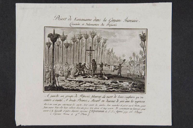 Désert de Konanama dans la Guyane Française. Cimetière et inhumation des Déportés