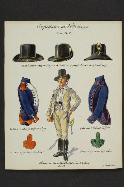 Uniformes prescrits par le Capitaine Général Leclerc le 28 Floréal An X ; Expédition de Saint-Domingue 1800 -1804