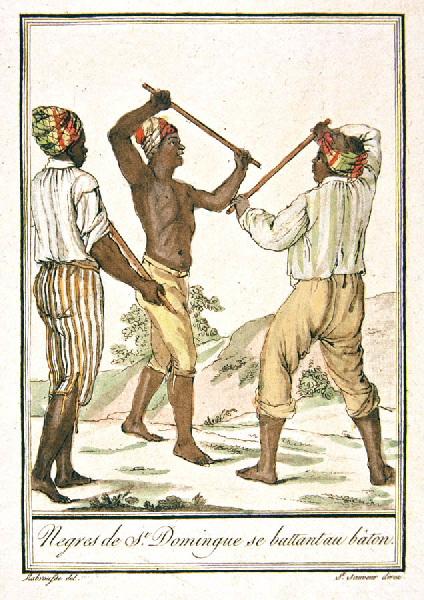 Nègres de St Domingue se battant au bâton