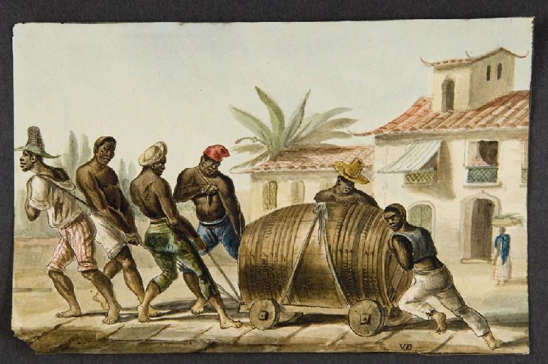 Charriage d'une barrique