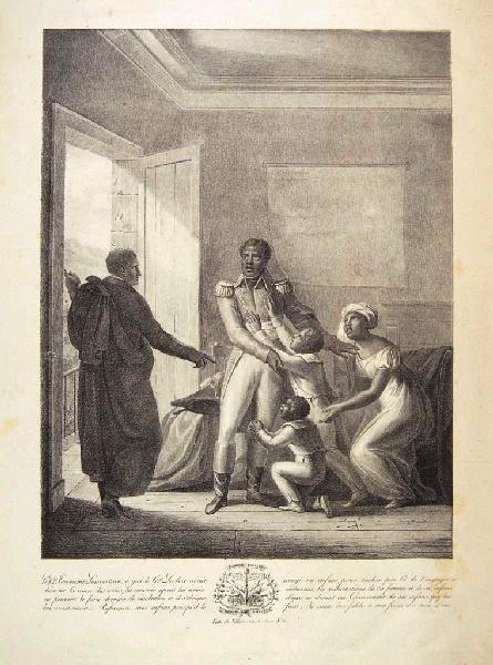 Le général Toussaint Louverture supplié par ses enfants et sa femme d'abandonner la cause des Noirs