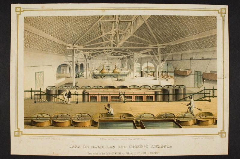 Sucrerie cubaine : vue de la salle des chaudières de l'usine Armonia, propriété de Messieurs Miguel de Almada et José L. Alfonso