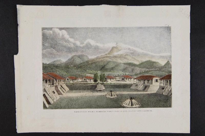 Vue des pavillons de l'hôpital militaire Beau Soleil, île de la Guadeloupe