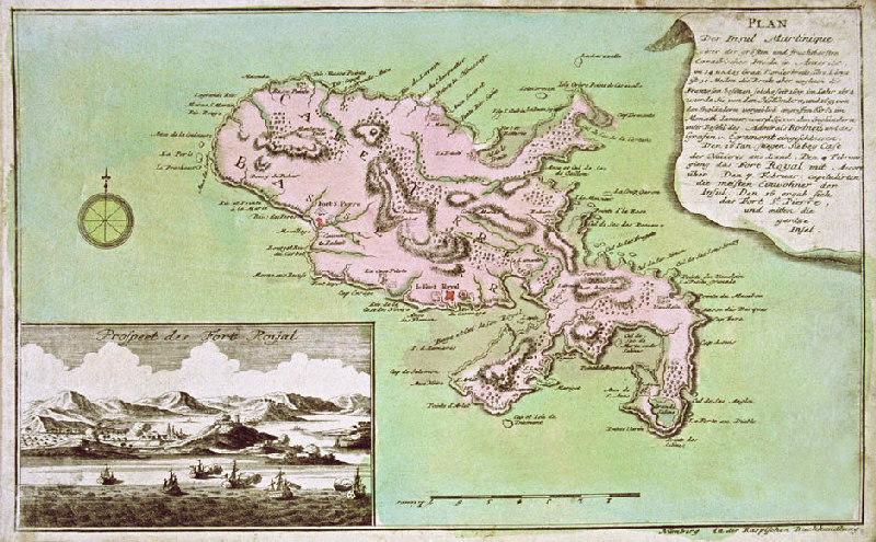 Carte allemande de l'île de la Martinique